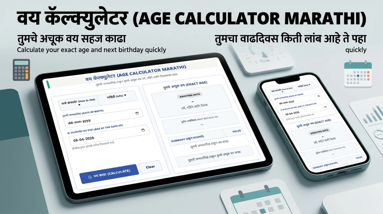 Age Calculator Marathi | वय कॅल्क्युलेटर ऑनलाइन