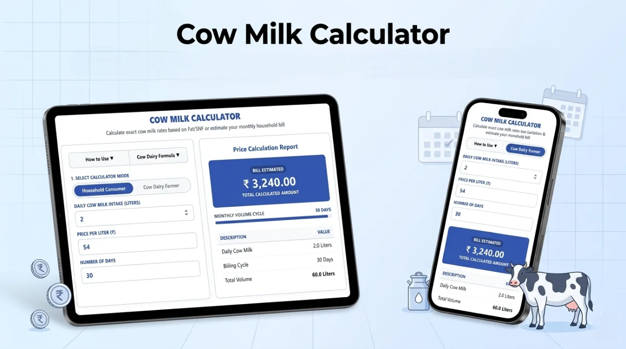 Cow Milk Calculator – Household & Dairy Farmer Tool