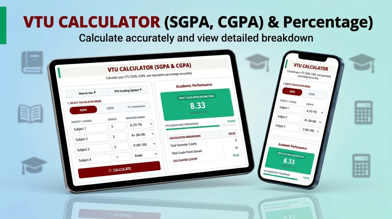 VTU Calculator (CGPA, SGPA & Percentage Calculator)