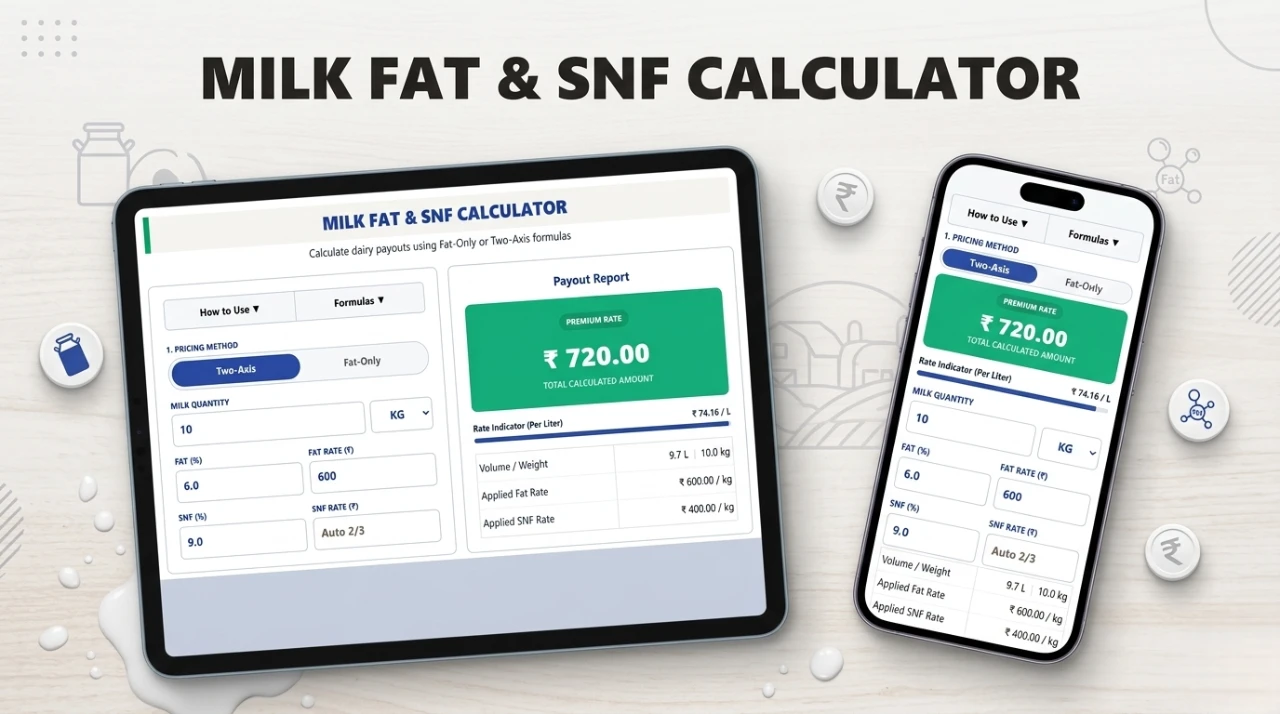 Milk Fat & SNF Rate Calculator Online (Accurate Payout)