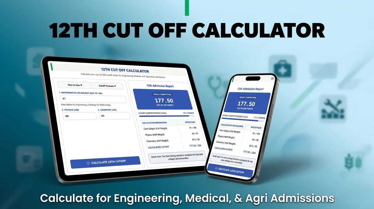 12th Cut Off Calculator Online (Science, Commerce, Arts)