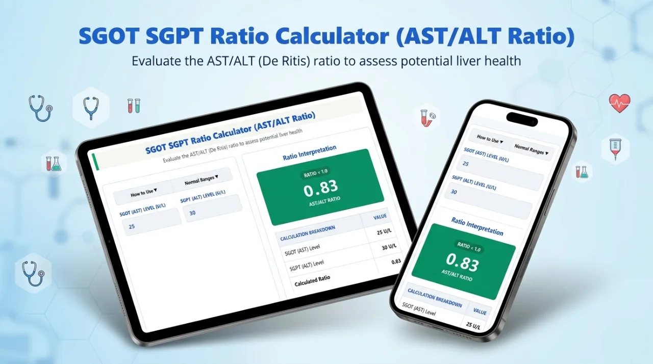SGOT SGPT Ratio Calculator – Check AST/ALT Ratio Instantly